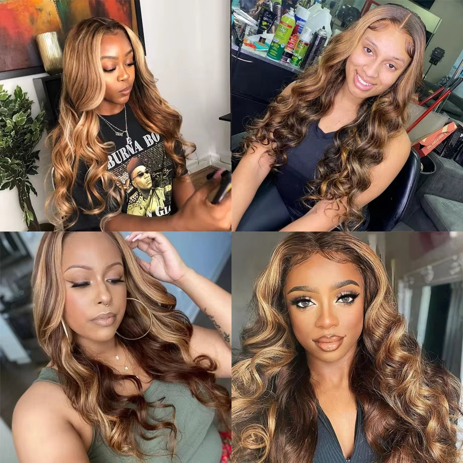 Ombre Body Wave Lace Front Wig 360 Highlight 13X6 13X4 Lace Frontal Wigs 30 Inch Brazilian Colored Human Hair Wigs for Women