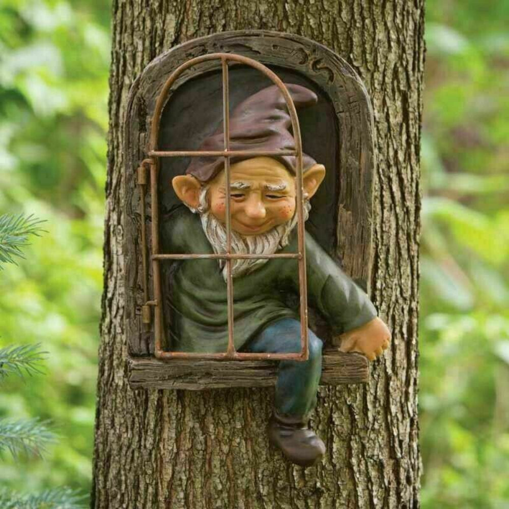 Garden Statue Elf Go Out Tree Hug Porch Decoration