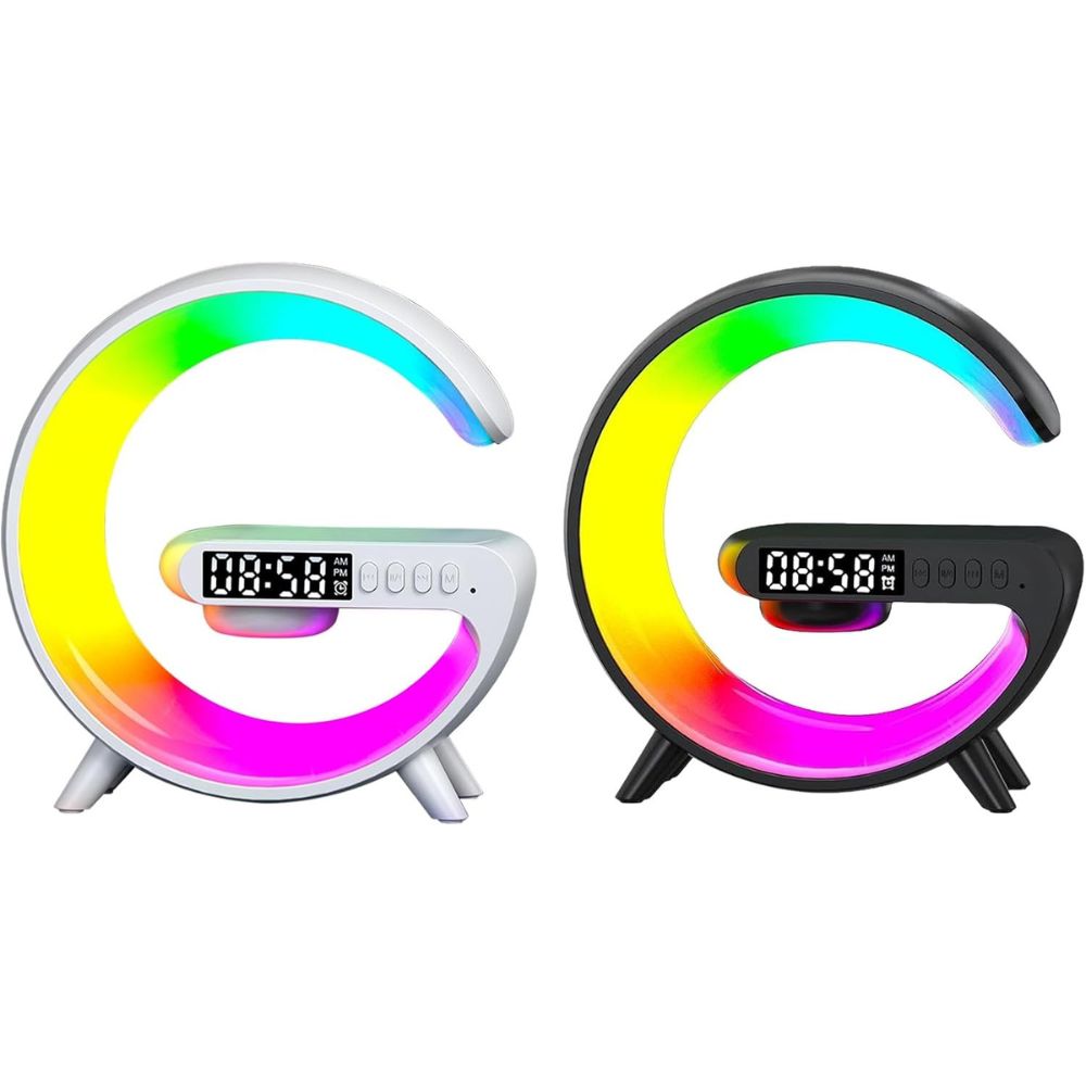 Smart G Lamp Night Light Bluetooth Speaker Wireless Charger LED RGB Alarm Clock