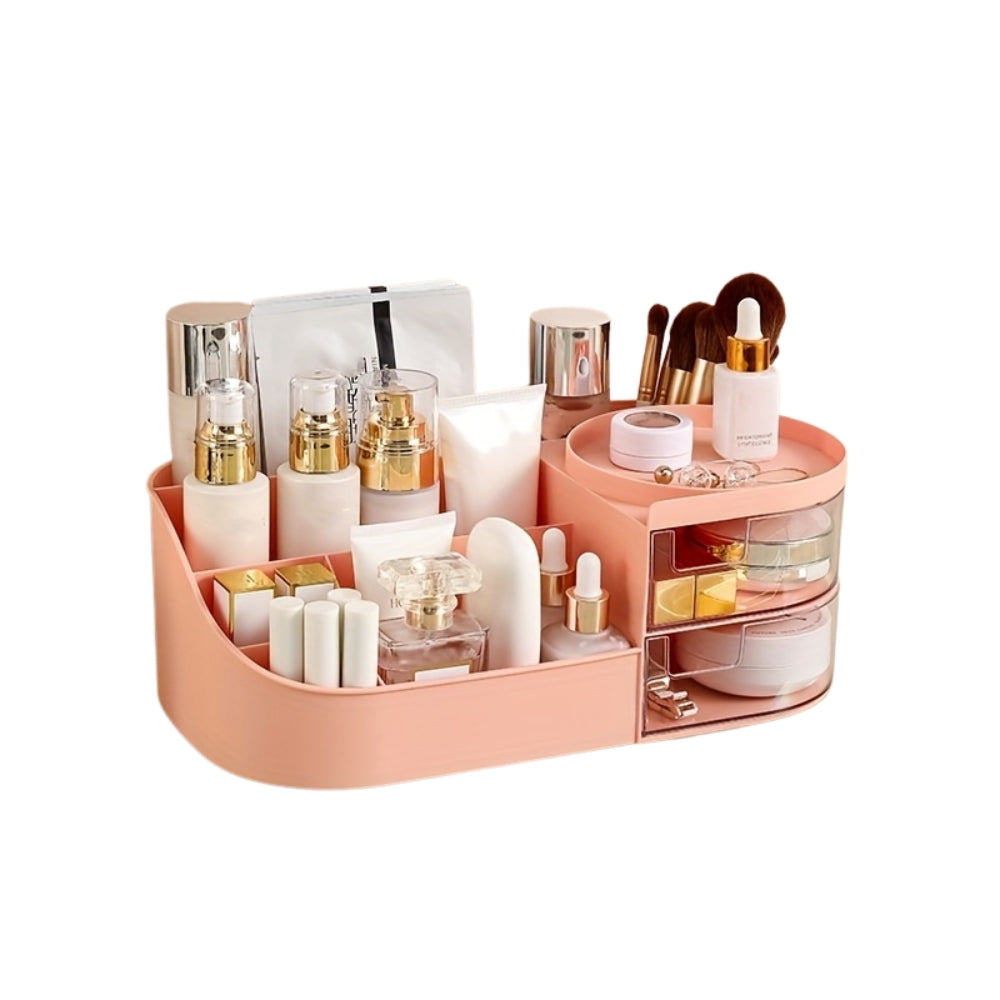 Large Capacity Cosmetic Storage Box with Clear Drawer Multi functional Makeup Organizer