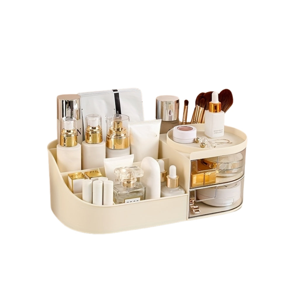 Large Capacity Cosmetic Storage Box with Clear Drawer Multi functional Makeup Organizer