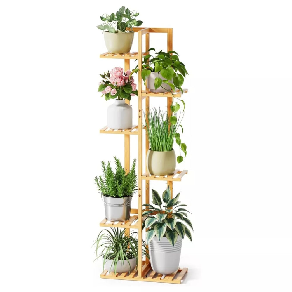 Tall Bamboo Plant Stand Corner Flower Display Rack for Indoor Outdoor