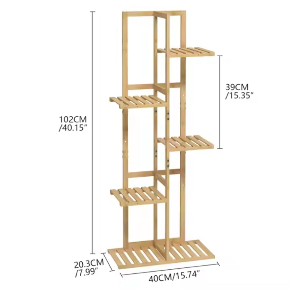 Tall Bamboo Plant Stand Corner Flower Display Rack for Indoor Outdoor