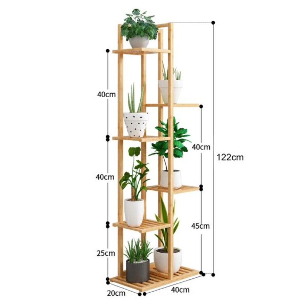 Tall Bamboo Plant Stand Corner Flower Display Rack for Indoor Outdoor