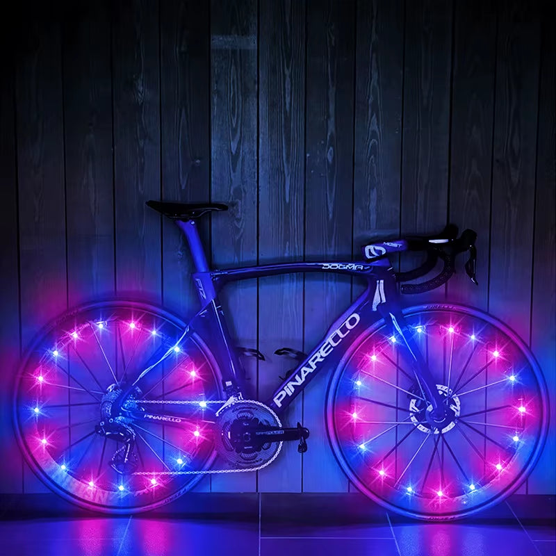 Vibrant Rainproof LED Bicycle Wheel Lights - Front & Rear Spoke Accessories for a Stunning Ride!