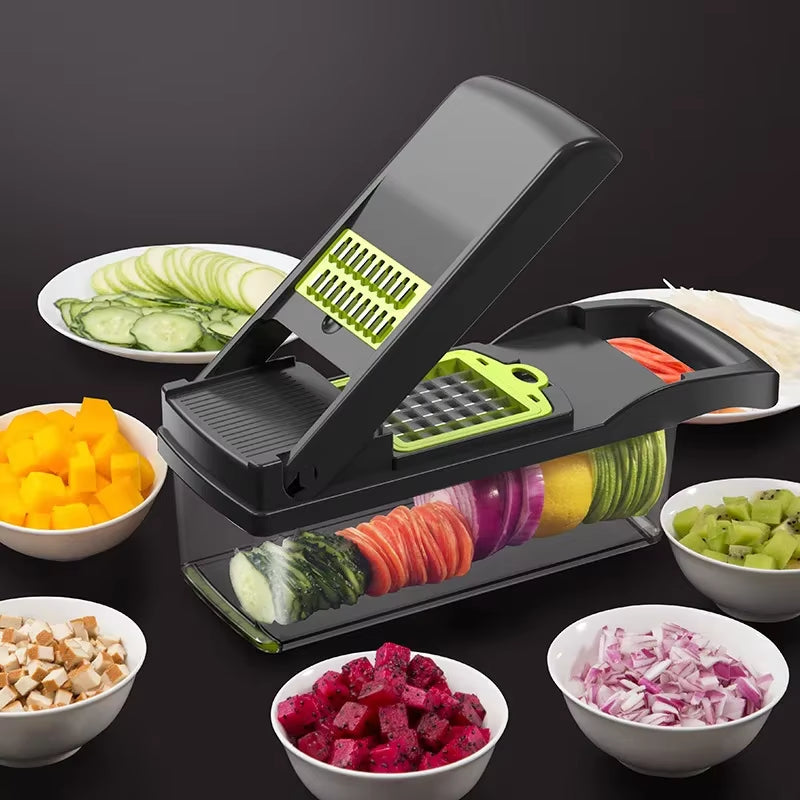 Multifunctional Vegetable Chopper 12-In-1 Pressing Cutter Slicer Carrot Onion Dicer Cucumber Shreder Vegetable Slicer Dicer Cut