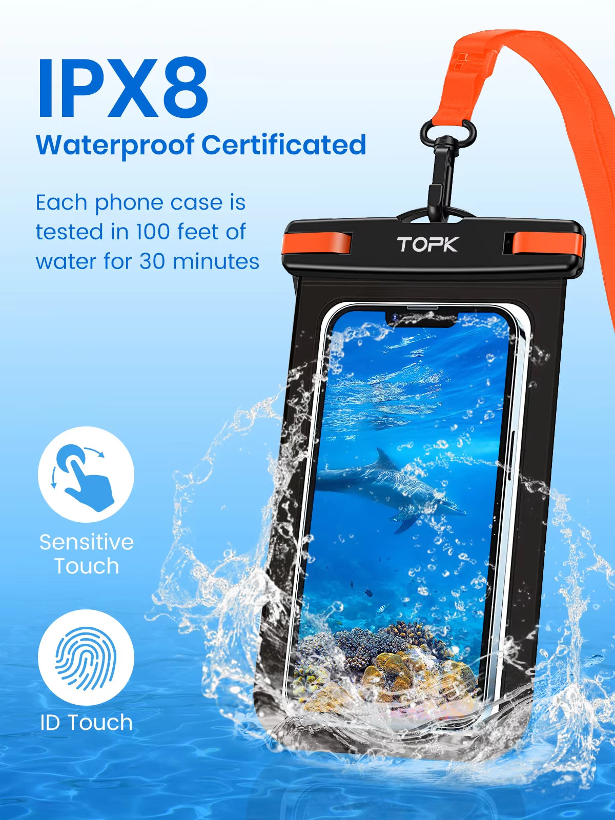 Universal IPX8 Waterproof Phone Pouch - Dry Bag with Lanyard for iPhone & Samsung (Fits Phones Up to 7.0 Inches)