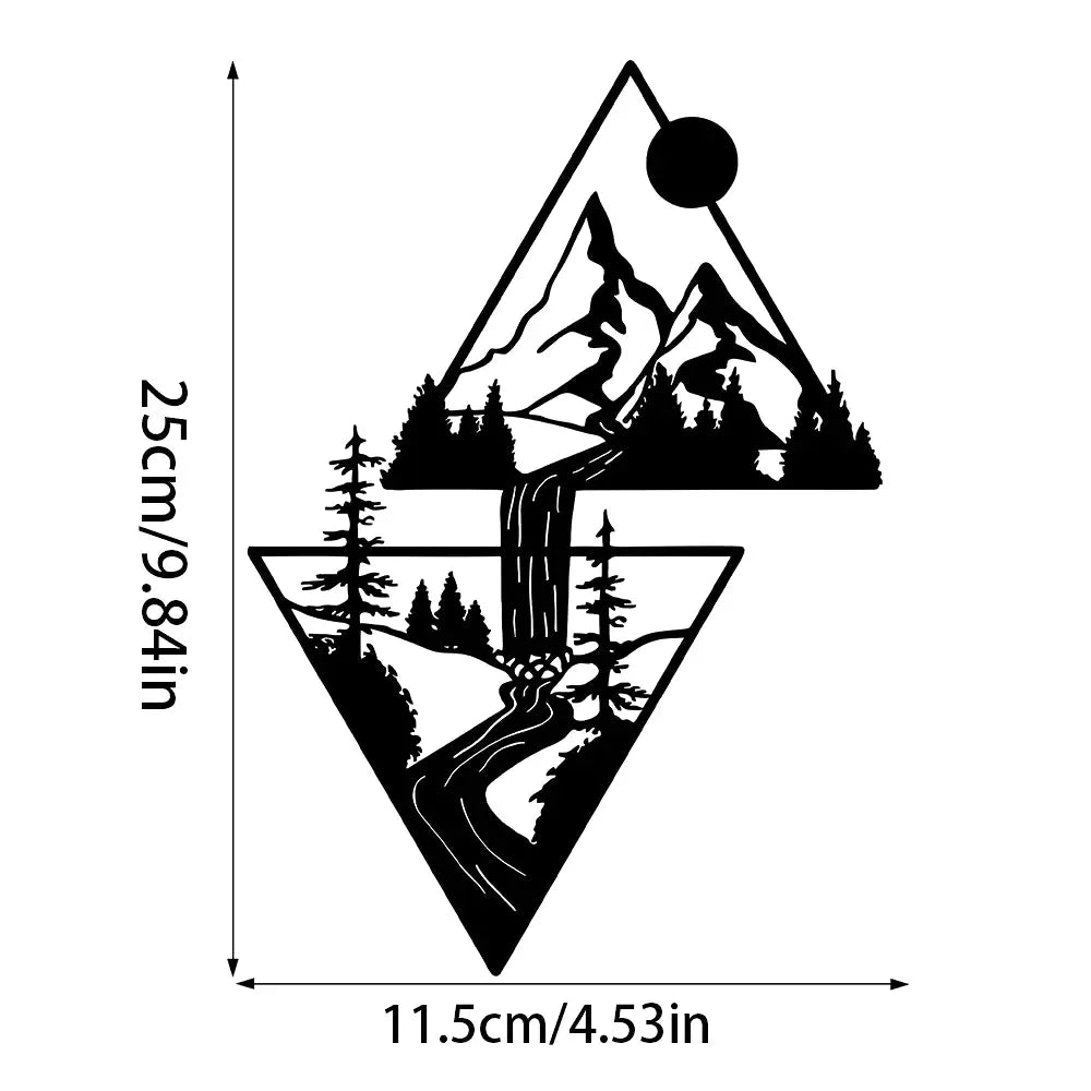 Scenery Theme Decor Wall Art Decorations Mountain Metal Wall Decor Wall Sign Metal Wall Gift Triangle Wall Art for Living Room