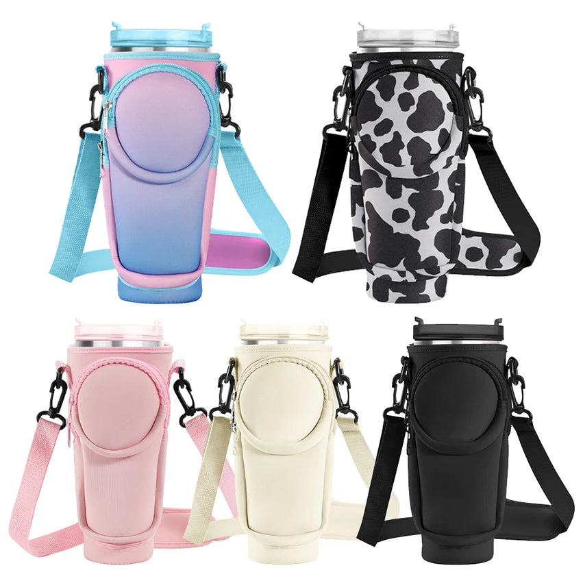 40Oz Water Bottle Carrier with Phone Pocket - Stylish Crossbody Sling Bag for Easy Hydration on the Go!