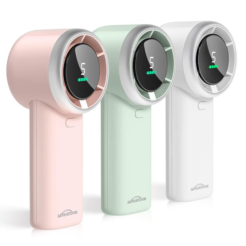 WHATOOK Portable Turbo Fan - 5 Adjustable Speeds, 3800mAh Battery for Up to 12 Hours of Cooling, Ideal for Home, Office, Outdoor, and Travel - Available in Pink, White, Green