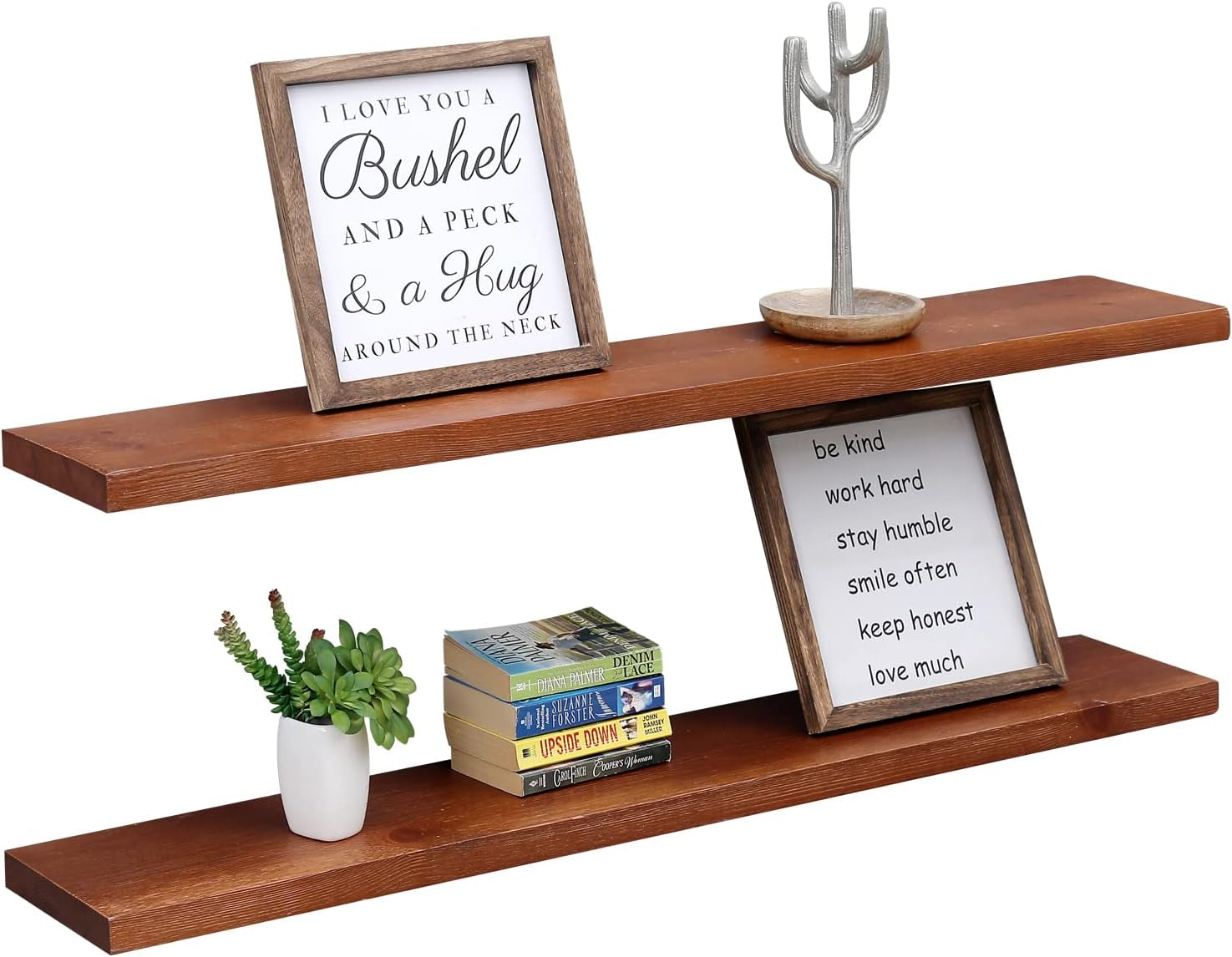 Allen 8" Deep Reclaimed Wood Floating Shelves - Set of 2 Rustic Pine Wall Mount Shelves (24 Inch)