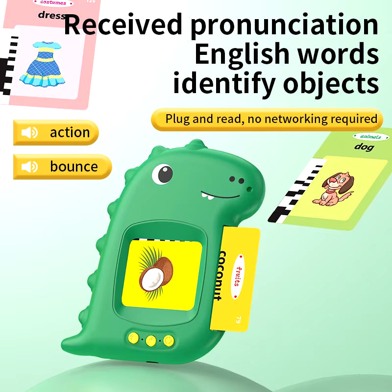 Interactive Dinosaur Talking Flash Cards - Fun Learning Reading Machine for Kids!